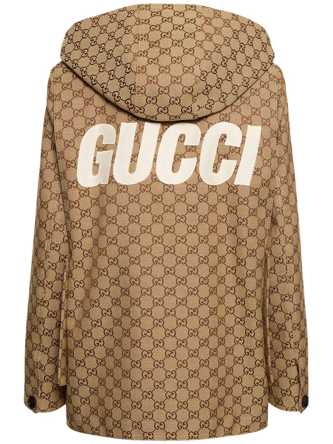 Shop Gucci Gg Canvas Caban Jacket In Kamelhaarfarben