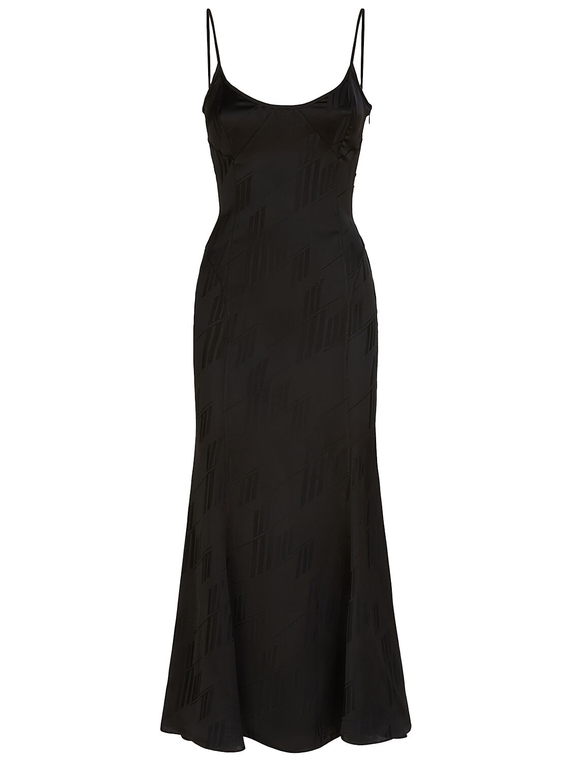 Shop Attico Jacquard Satin Sleeveless Midi Dress In Black