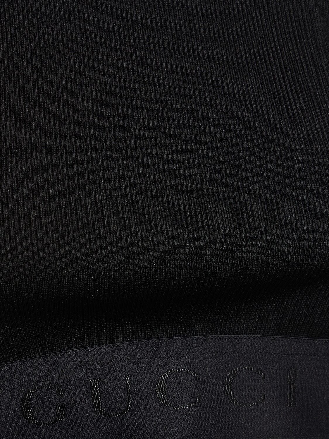 Shop Gucci Nylon Jersey Crop Top In Black