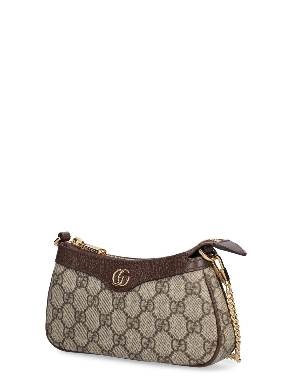 Shop Gucci Mini Ophidia Gg Canvas Shoulder Bag In Ebenholz