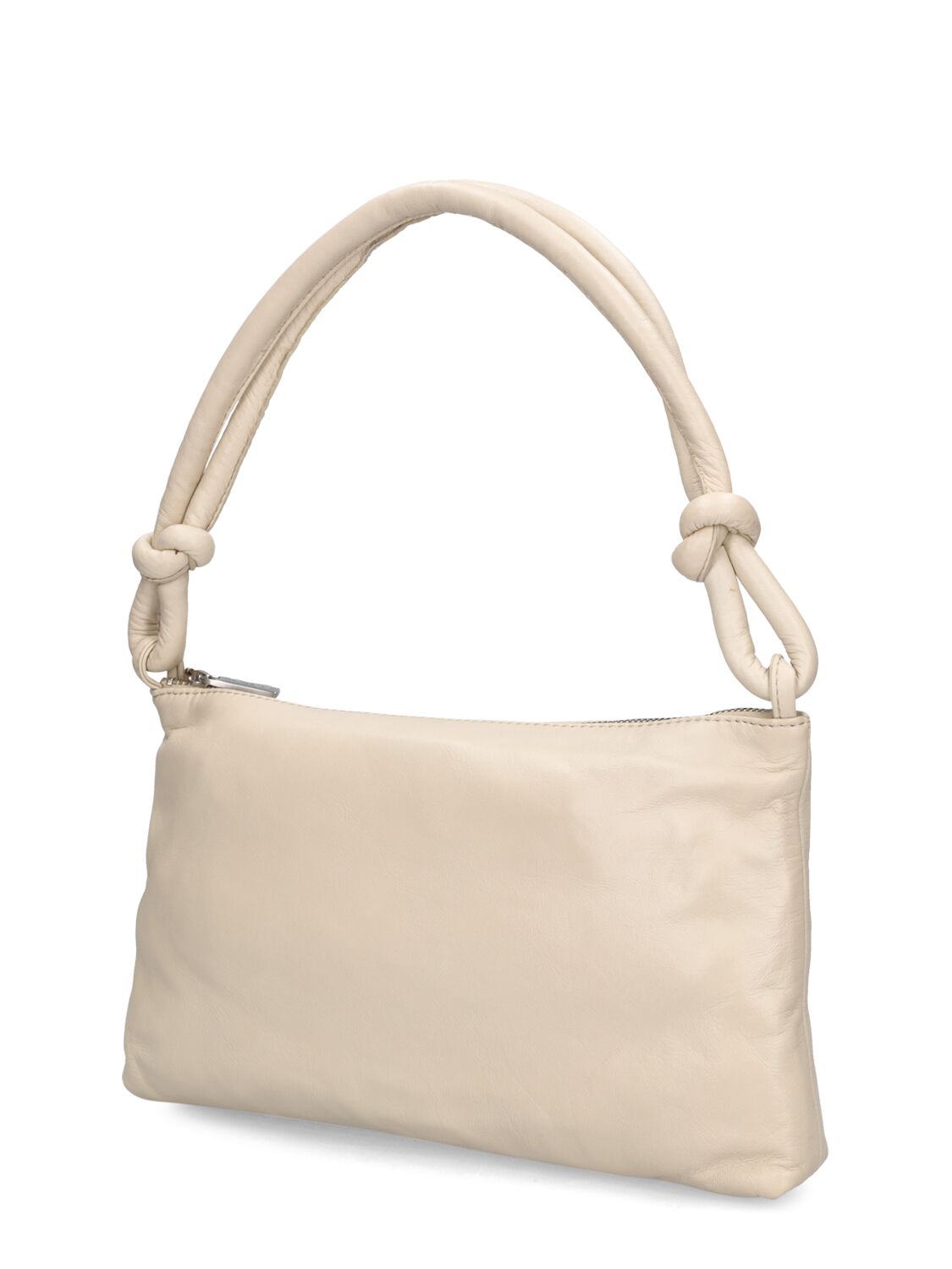 Shop St.agni Knotted Leather Shoulder Bag In Cool White