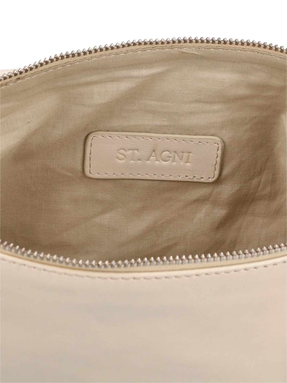 Shop St.agni Knotted Leather Shoulder Bag In Cool White