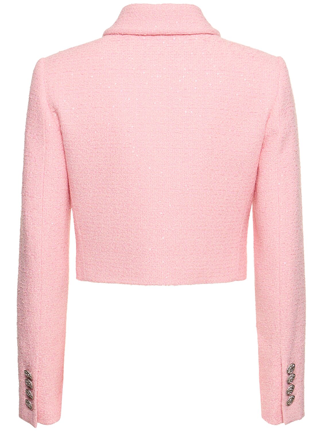 Shop Gucci Cotton Blend Cropped Tweed Jacket In Classic Pink