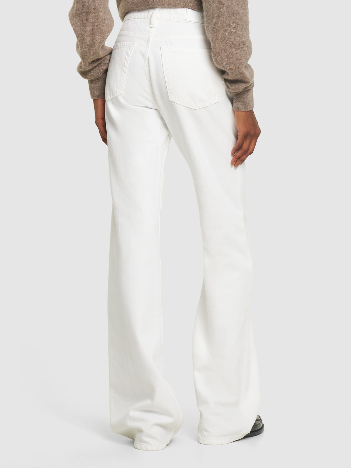 Shop Re/done Loose Cotton Blend Flared Jeans In White