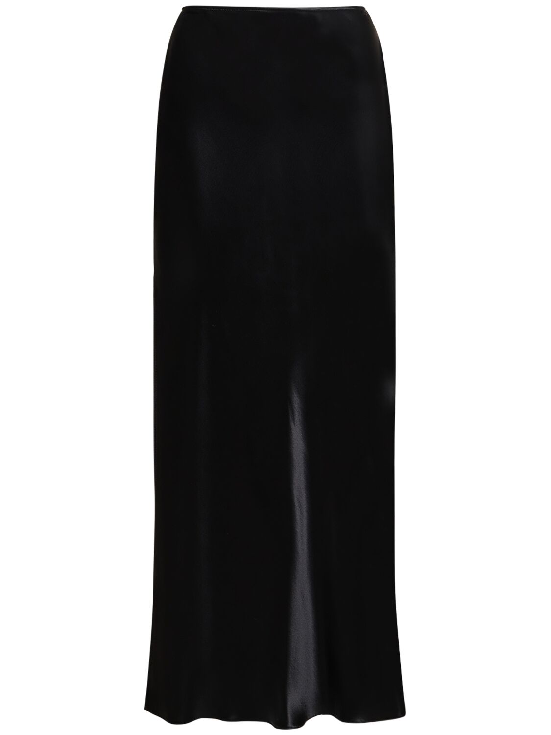 Ferragamo Tech Satin Long Skirt In Black