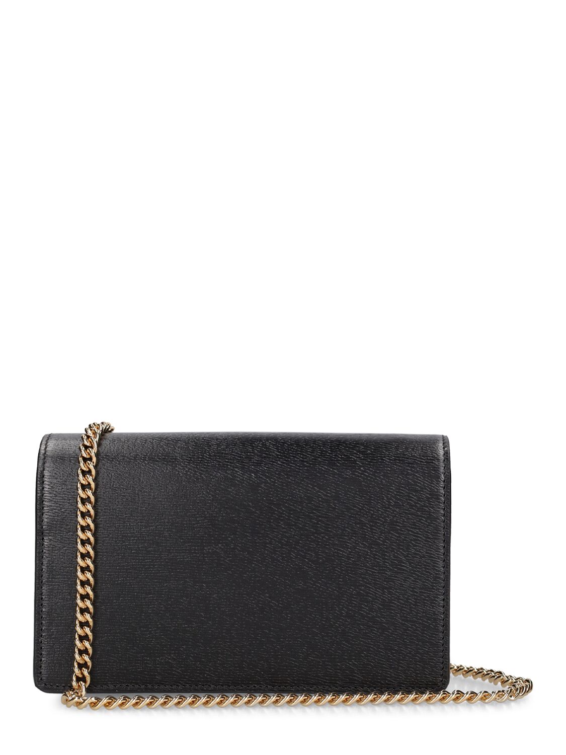 Shop Gucci Script Leather Chain Wallet In Schwarz