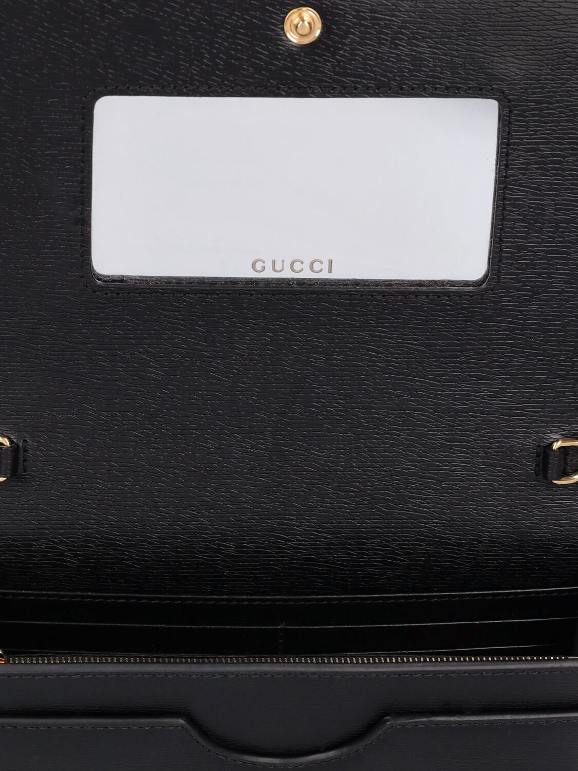 Shop Gucci Script Leather Chain Wallet In Schwarz