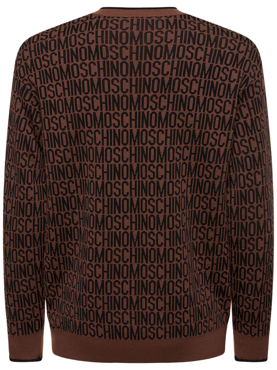 Shop Moschino Logo Wool Knit Sweater In Brown