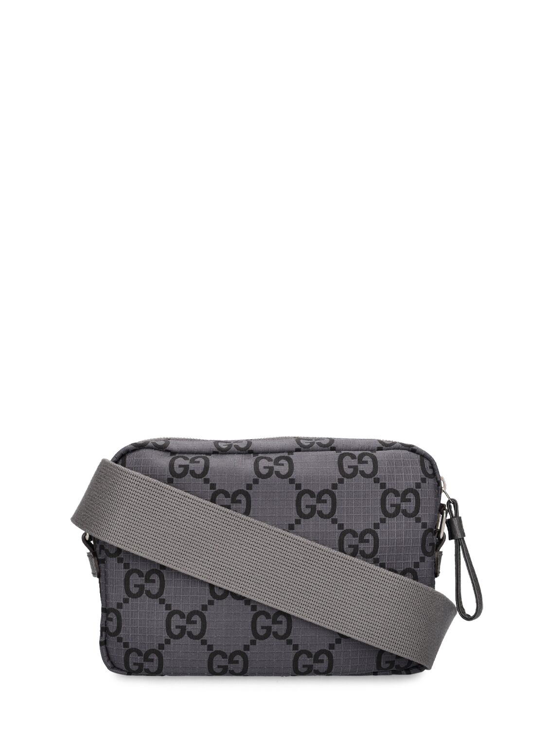 Shop Gucci Gg Ripstop Nylon Crossbody Bag In Grey,black