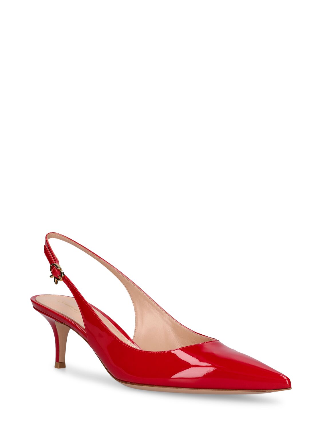 Shop Gianvito Rossi 55mm Ribbon Patent Leather Pumps In Red