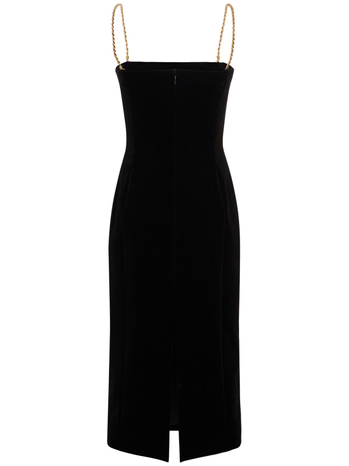 Shop Ferragamo Flock Velvet Denim Midi Dress W/chain In Black