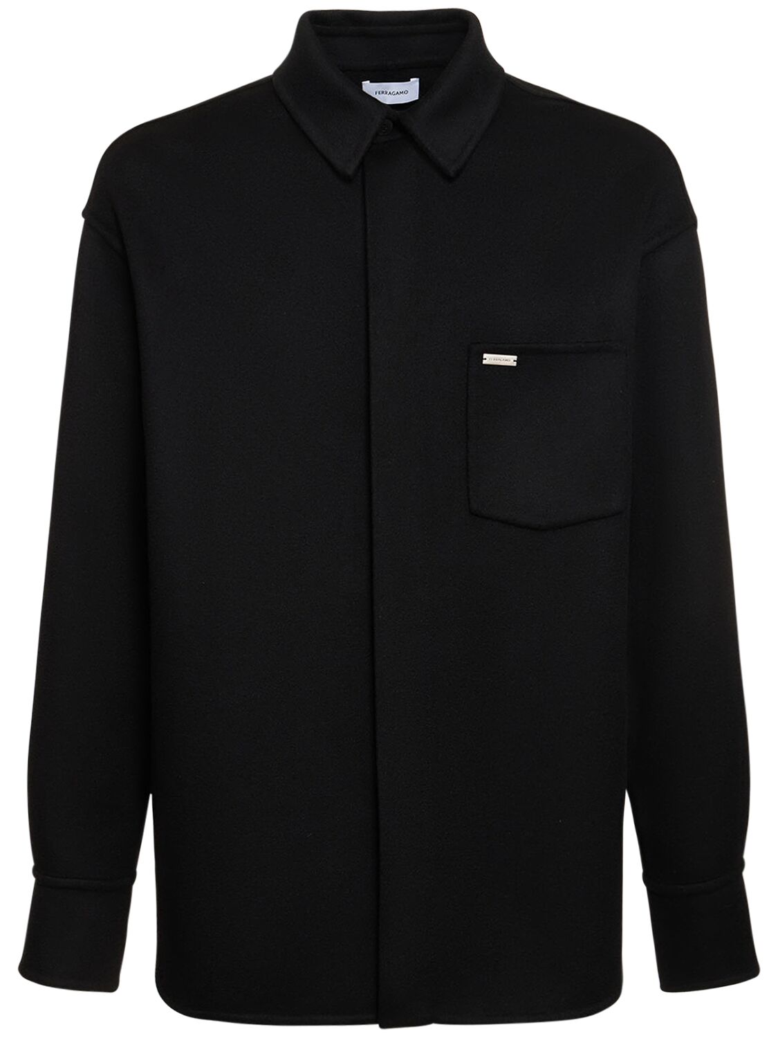 Ferragamo Wool & Cashmere Overshirt In 블랙