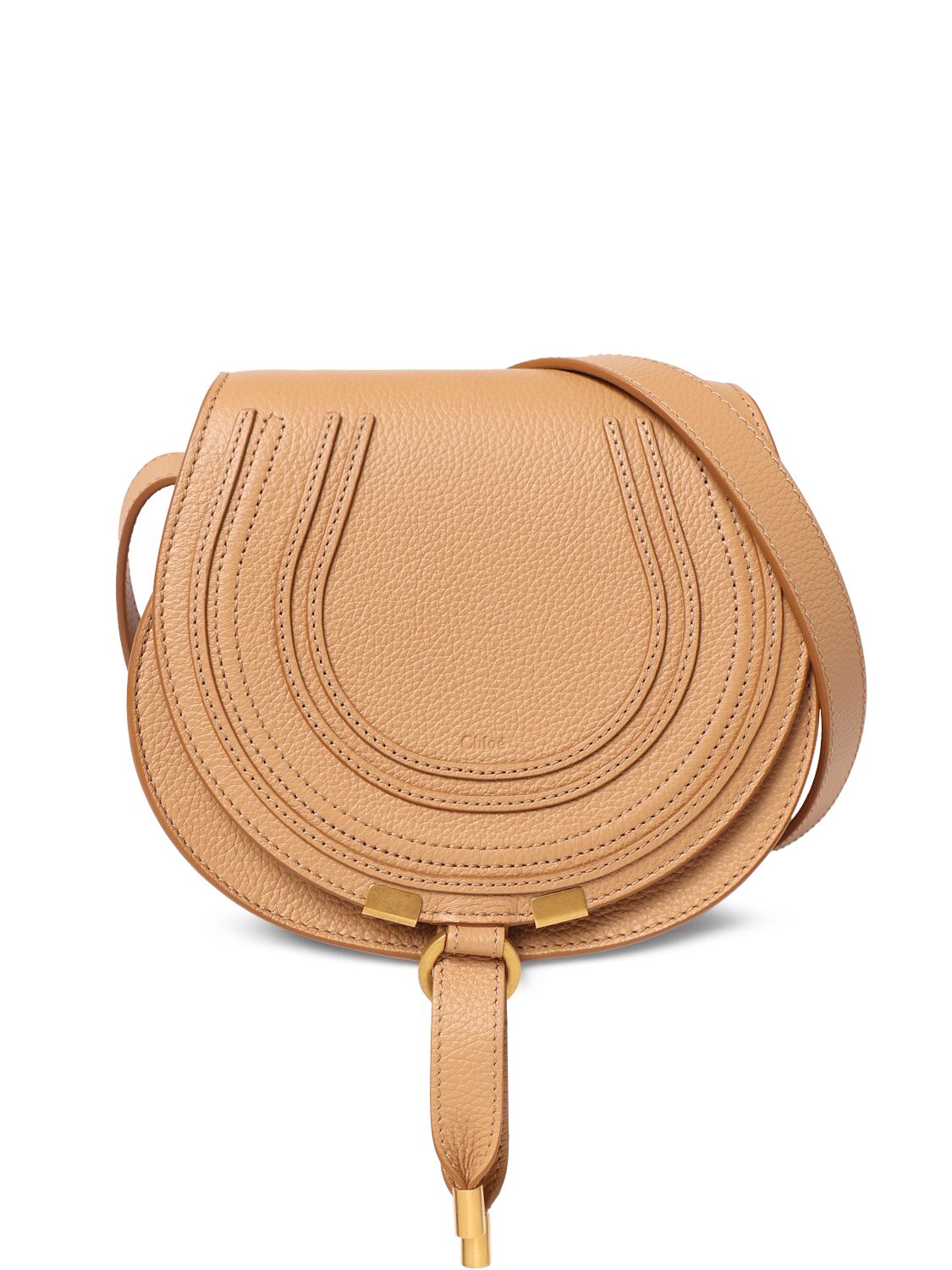 Chloé Marcie Grained Leather Shoulder Bag In Light Tan