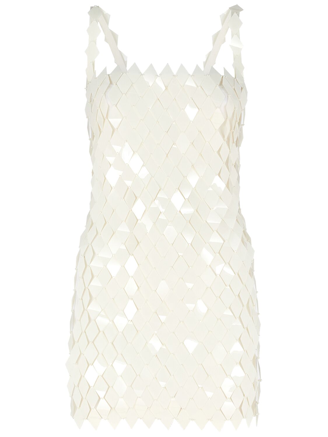 Shop Attico Rue Sequined Sleeveless Mini Dress In Ivory