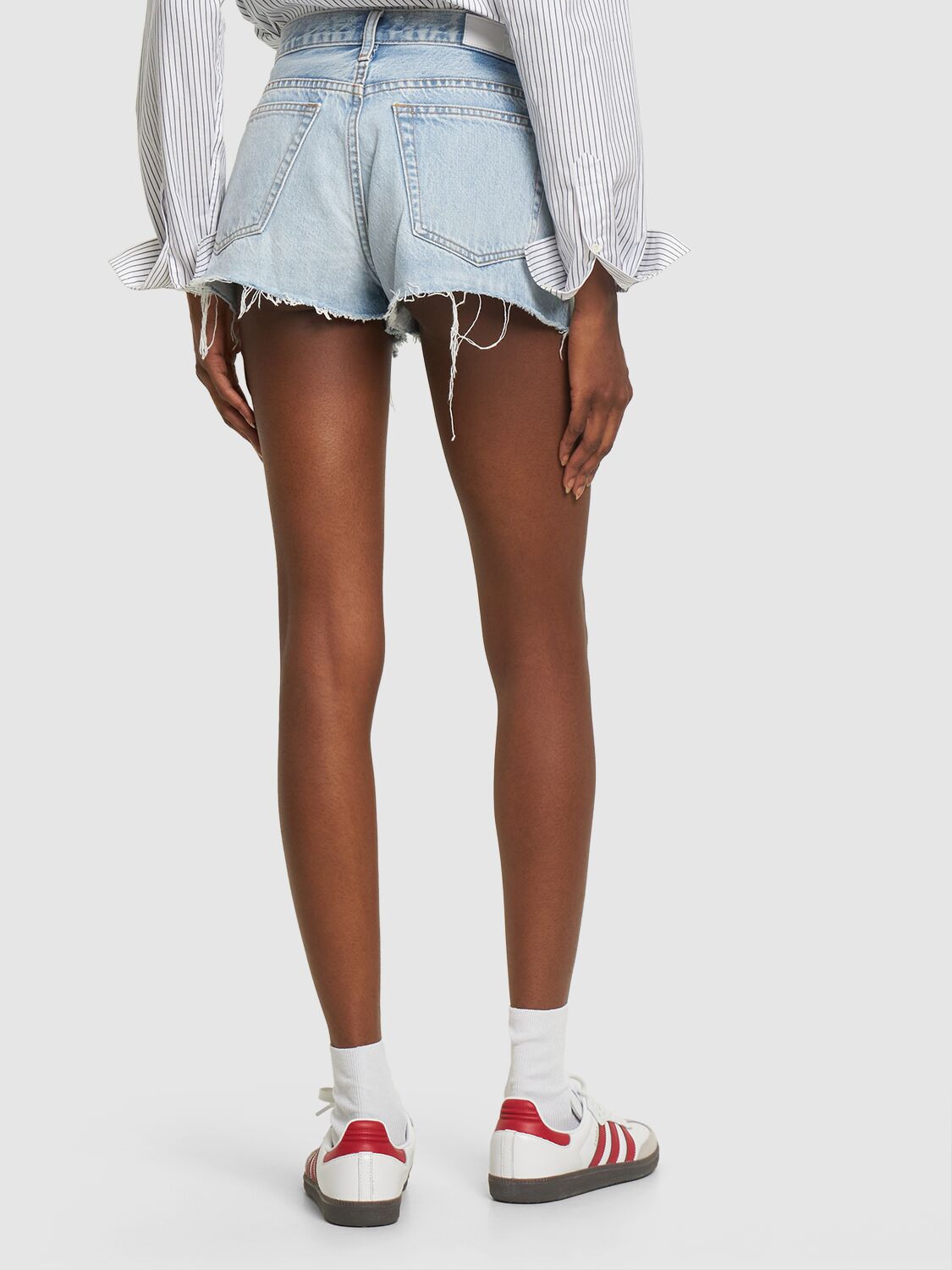 Shop Re/done & Pam Mid Rise Denim Shorts In Light Blue
