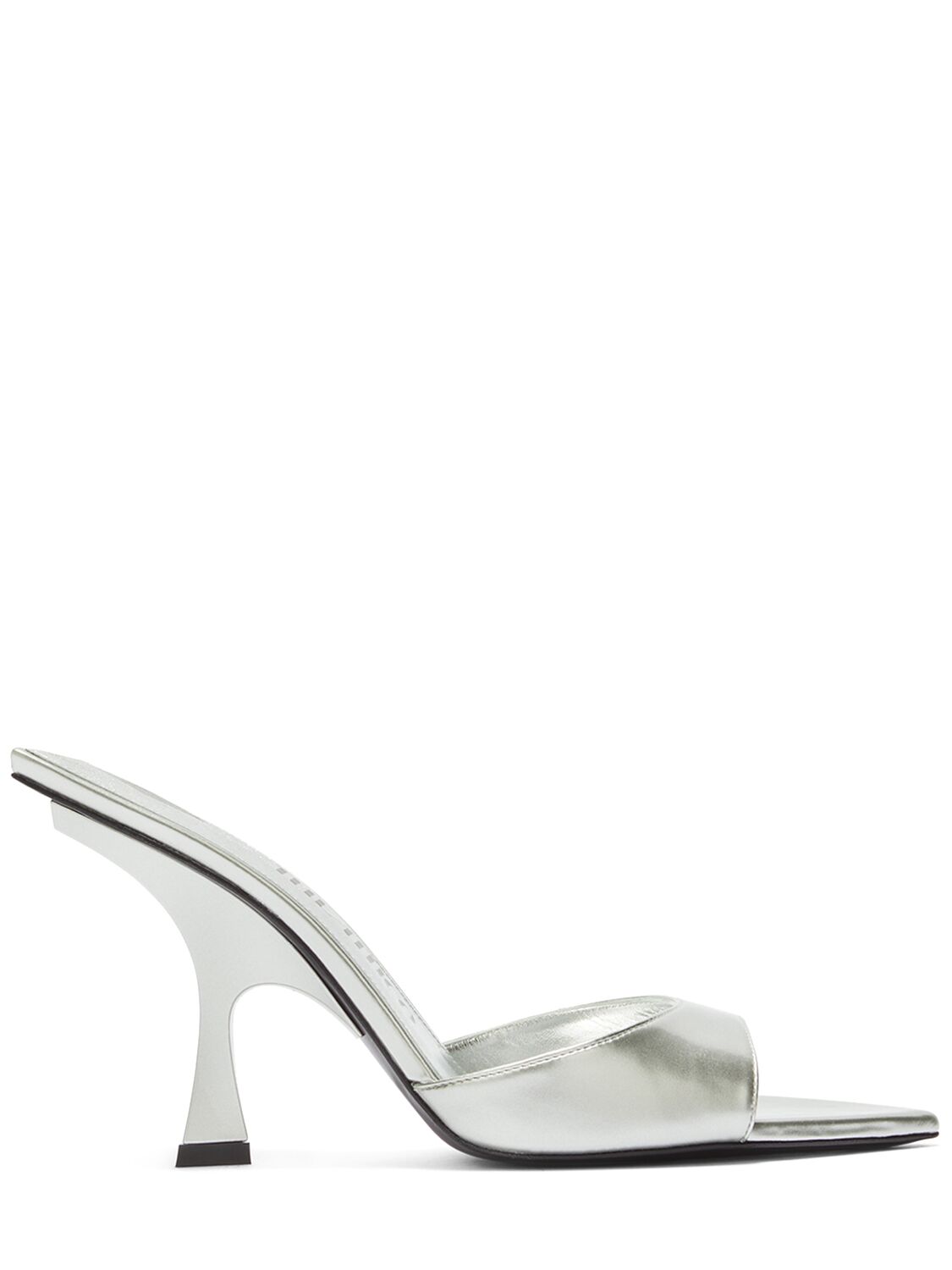 Shop Attico 95mm Ester Faux Metallic Leather Mules In Silver