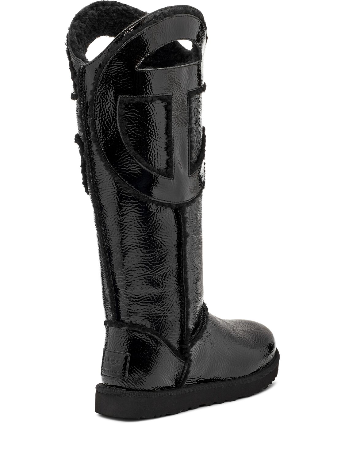 Shop Ugg X Telfar 10mm Telfar Tall Crinkle Patent Boots In Black