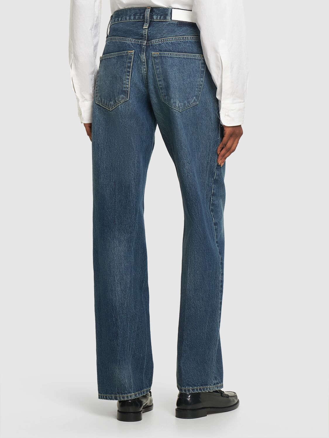 Shop Re/done High Waisted Denim Wide Jeans In Blue
