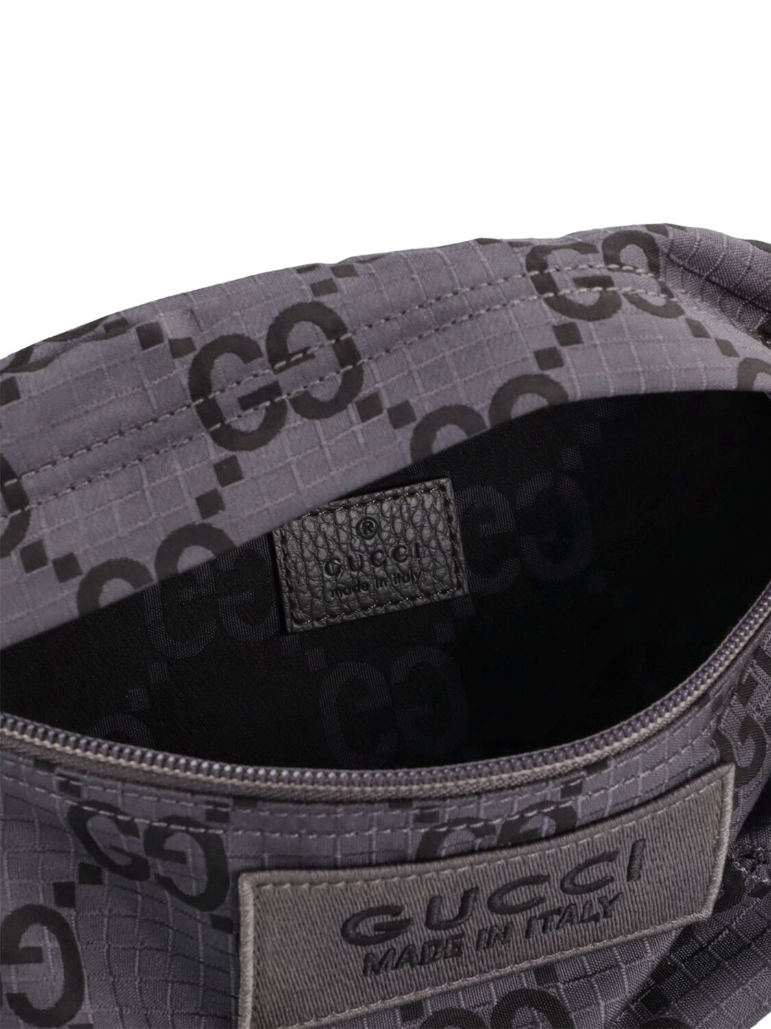 Shop Gucci Gg Ripstop Nylon Belt Bag In Grey,black