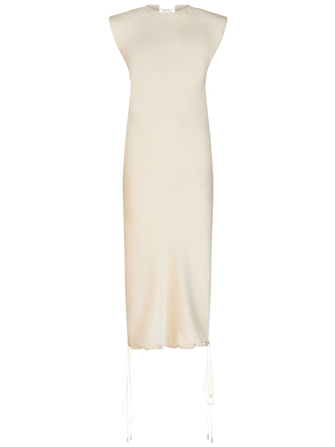 Shop Attico Fluid Satin Sleeveless Midi Dress In Ivory