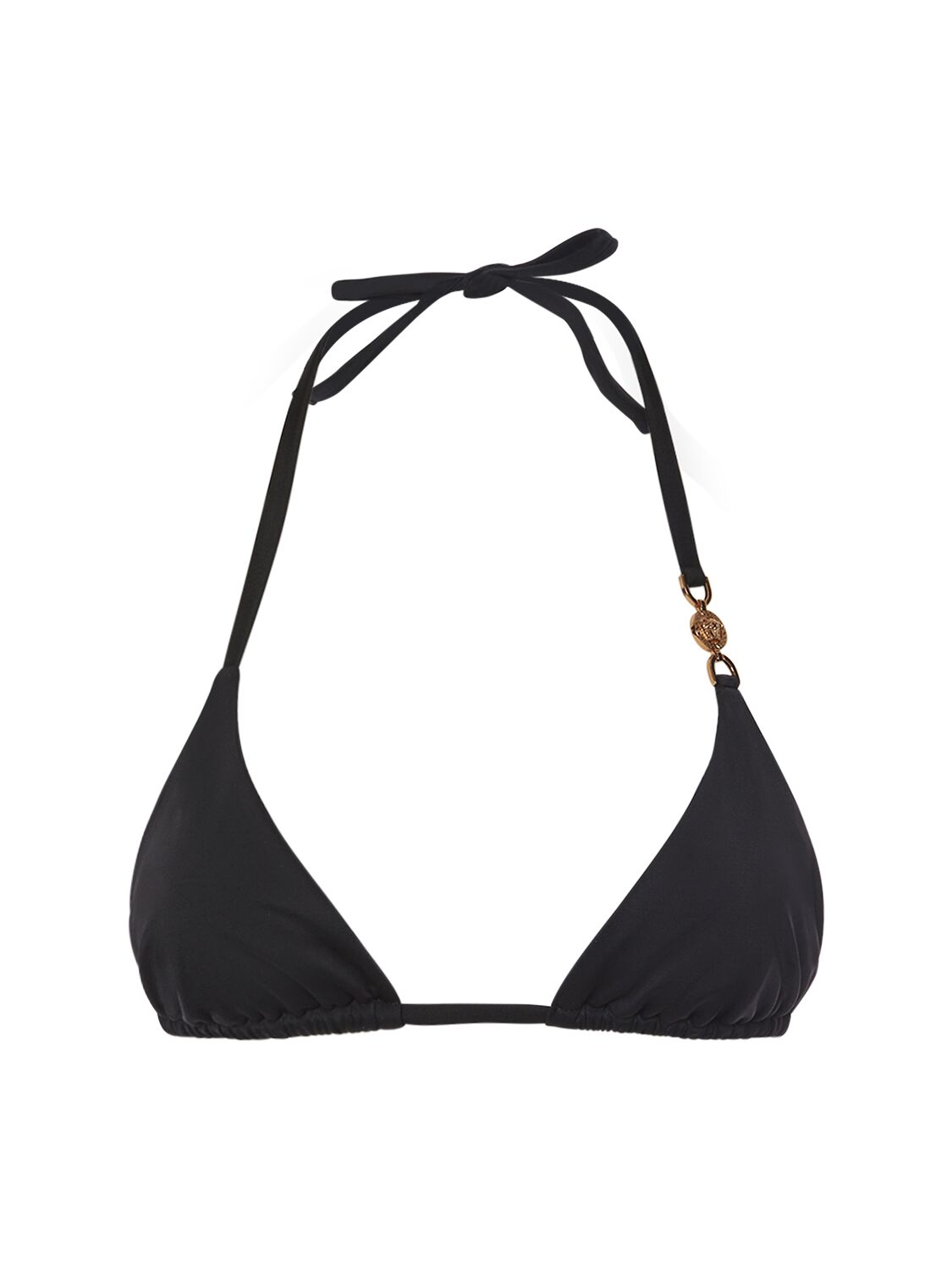 Shop Versace Medusa Lycra Triangle Bikini Top In Black