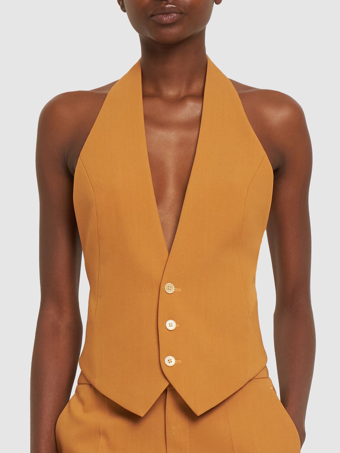 Shop Petar Petrov Wool Halter Neck Open-back Vest In Orange