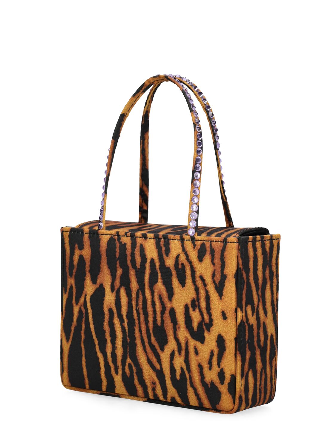 Shop Amina Muaddi Super Amini Gilda Leo Print Satin Bag In Tiger