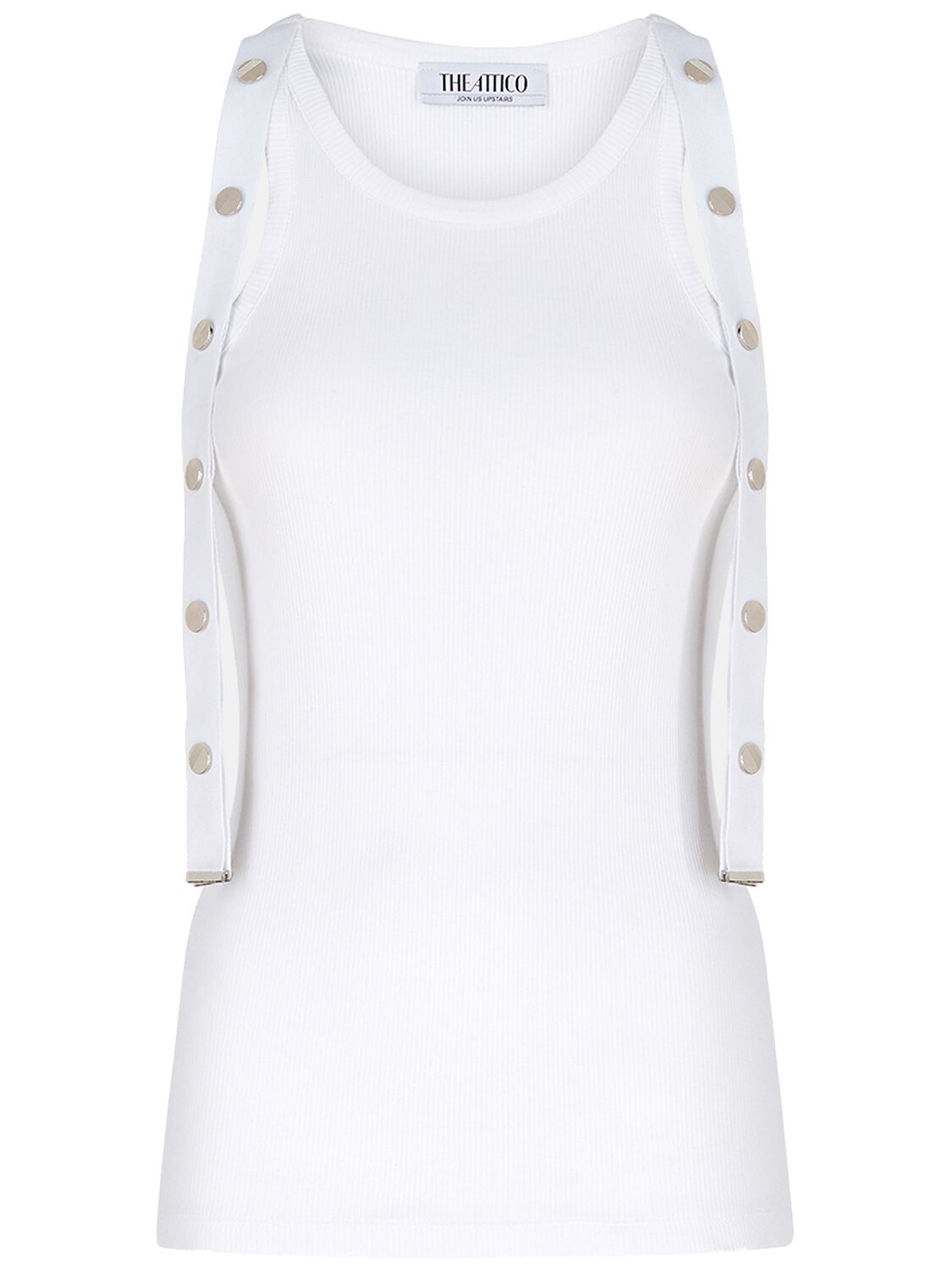 Attico Jersey Ribbed Sleeveless Top In White