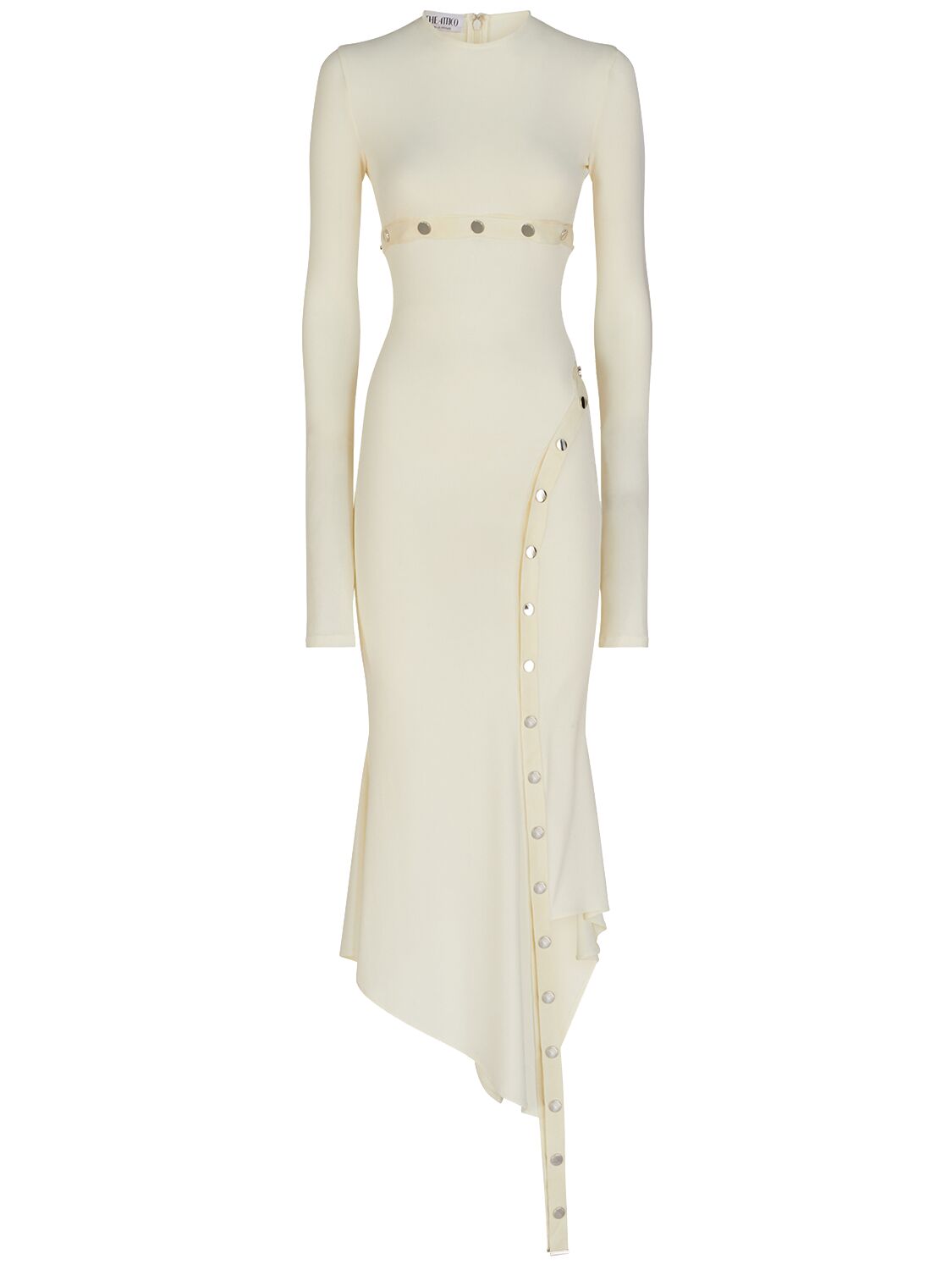 Shop Attico Stretch Jersey Long Sleeve Midi Dress In White