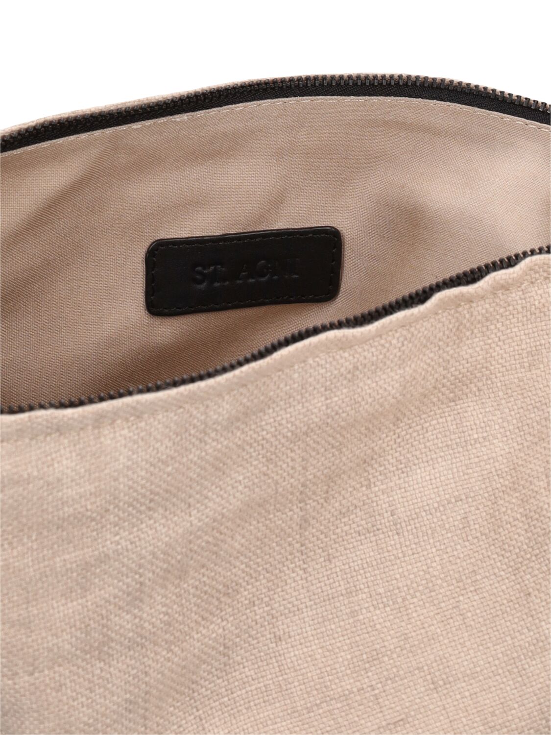 Shop St.agni Lvr Exclusive Small Linen Crescent Bag In Beige,black