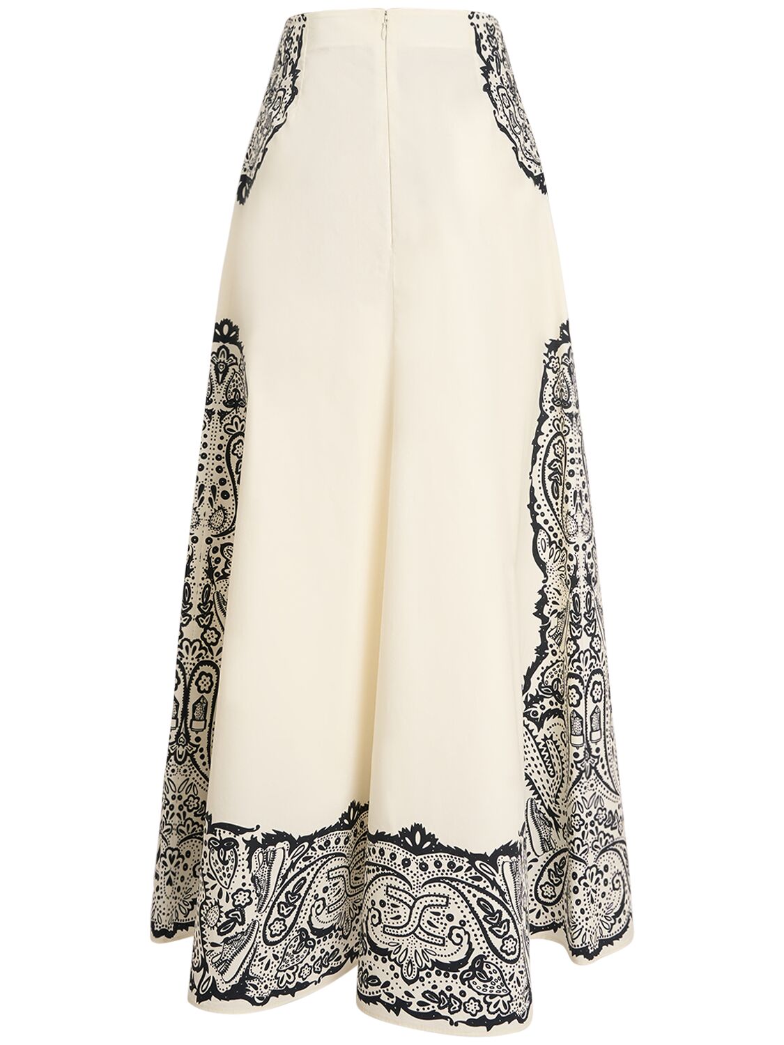 Shop Chloé Printed Cotton Poplin Long Skirt In Cream,black