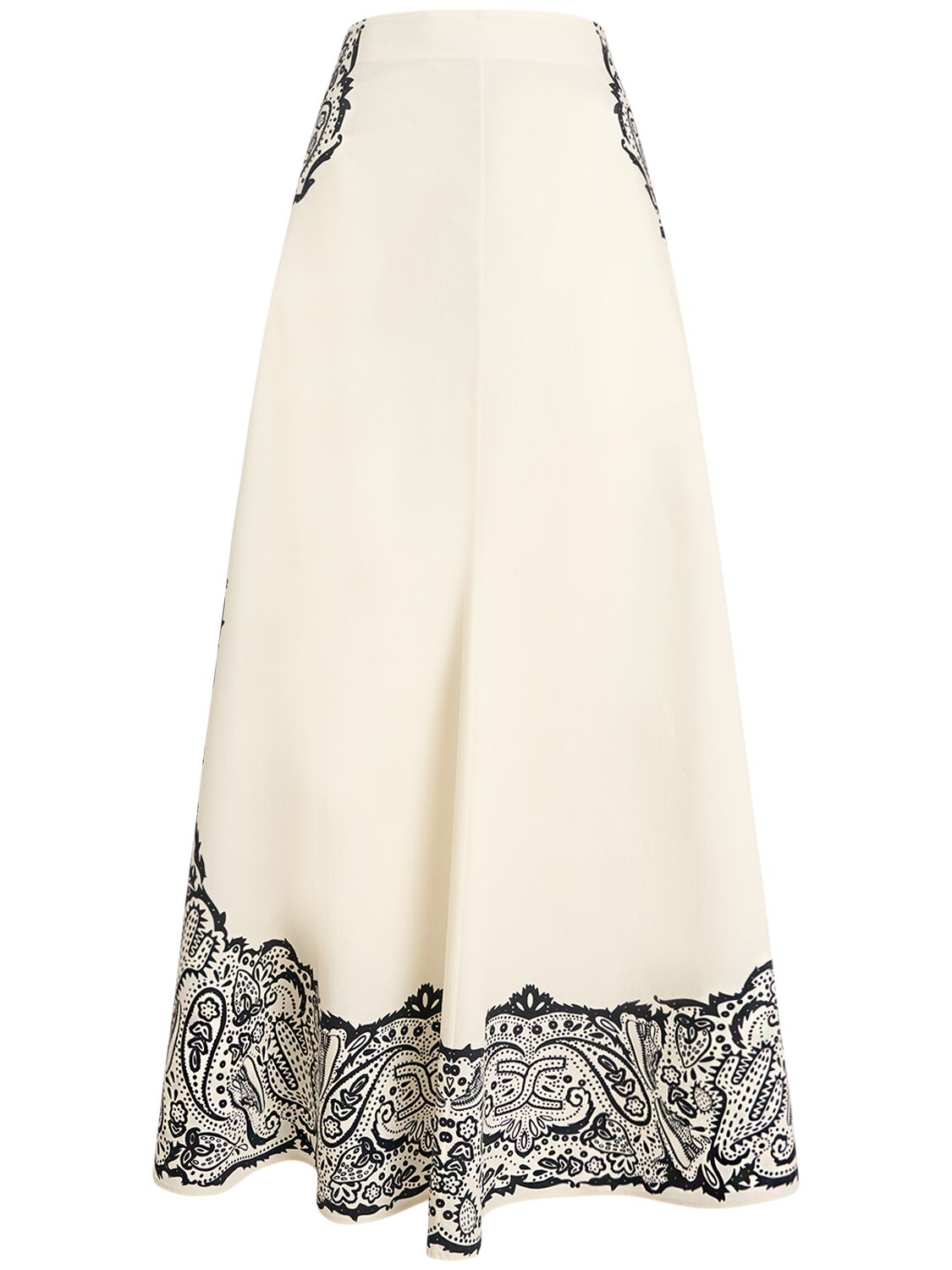 Chloé Printed Cotton Poplin Long Skirt In Cream,black
