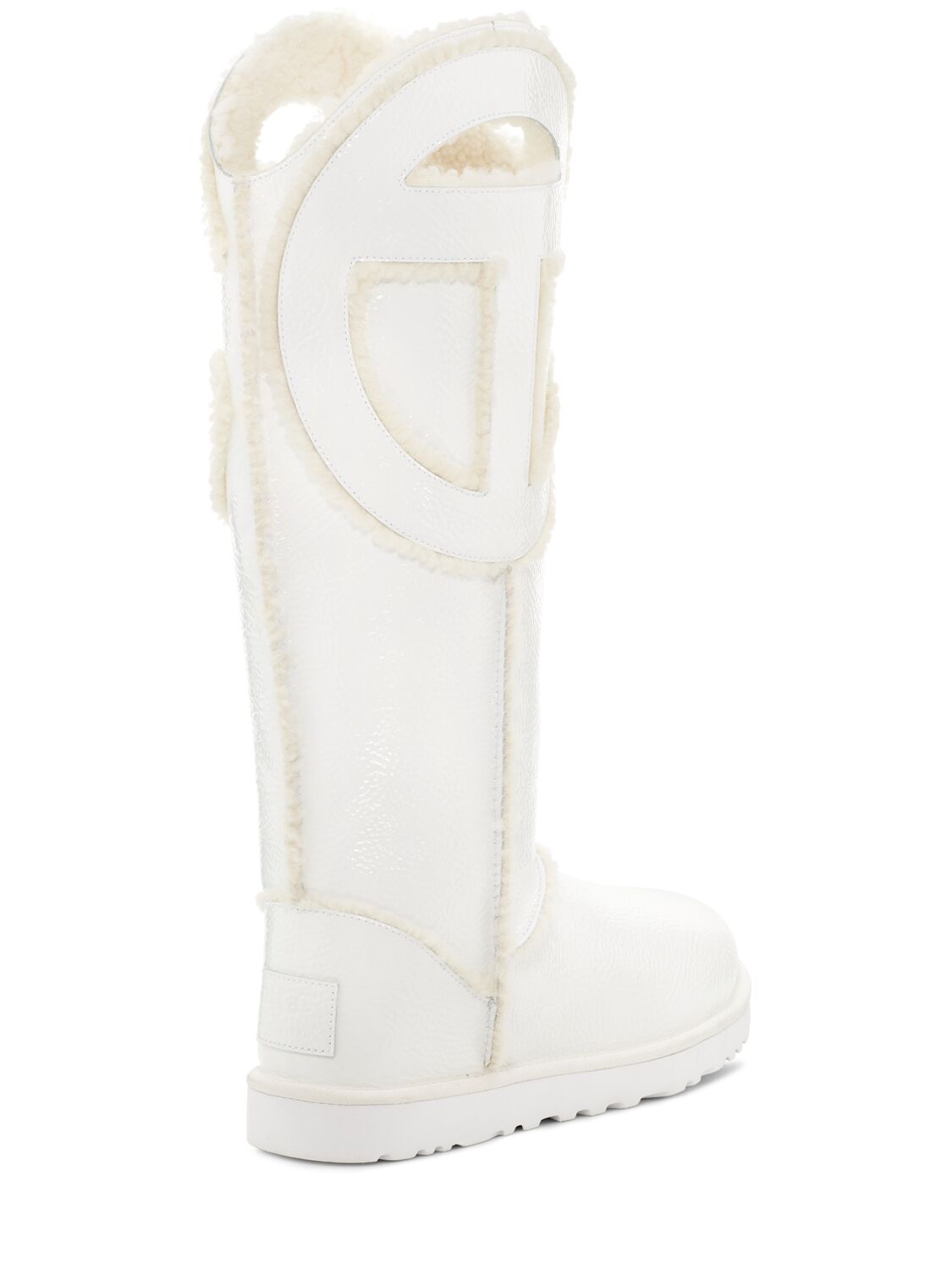 Shop Ugg X Telfar 10mm Telfar Tall Crinkle Patent Boots In White