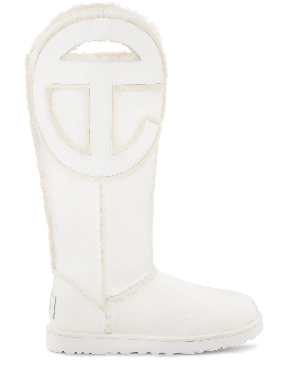 Ugg X Telfar 10mm Telfar Tall Crinkle Patent Boots In White
