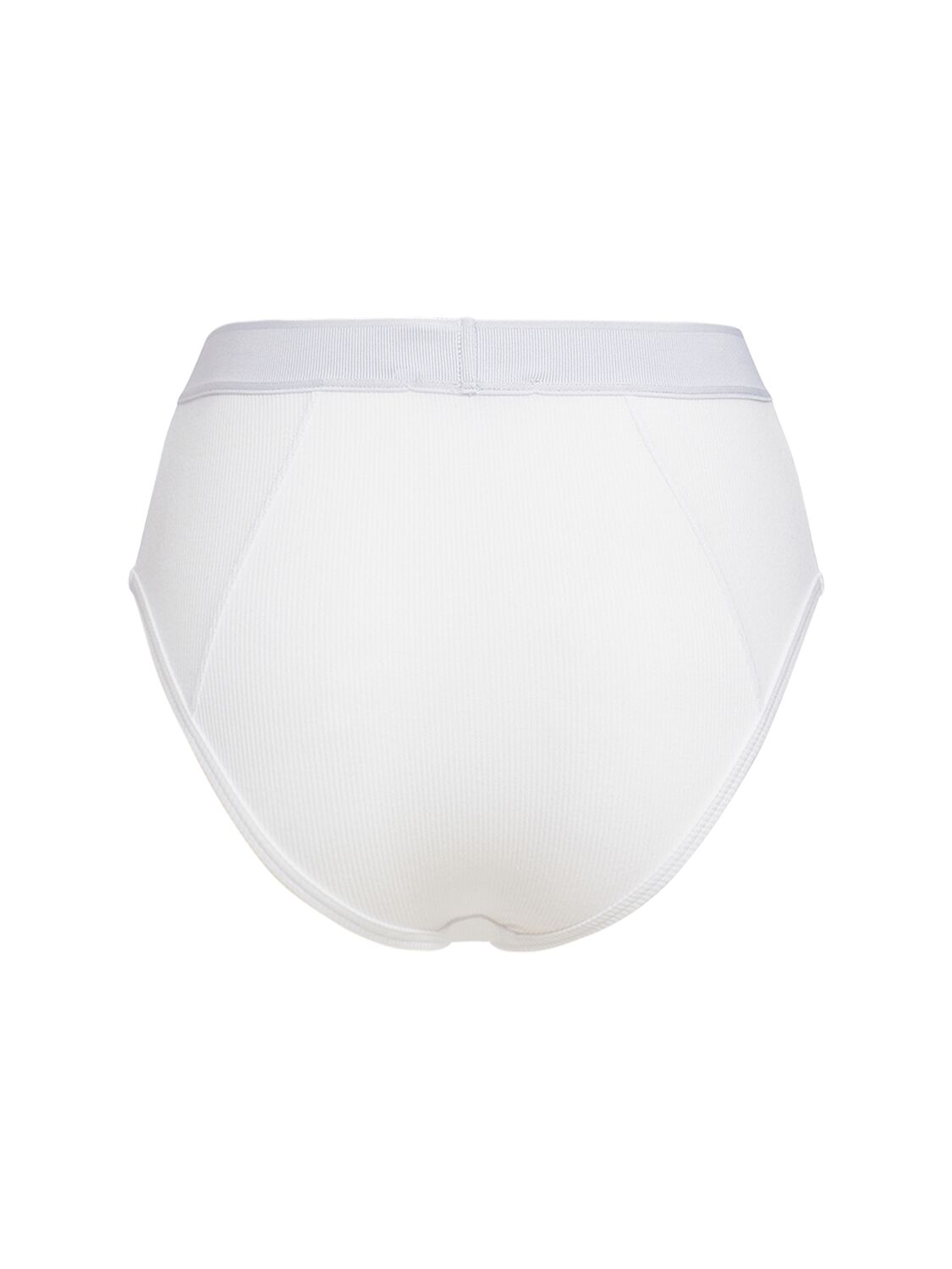 Shop Versace Ribbed Cotton High Rise Briefs In White
