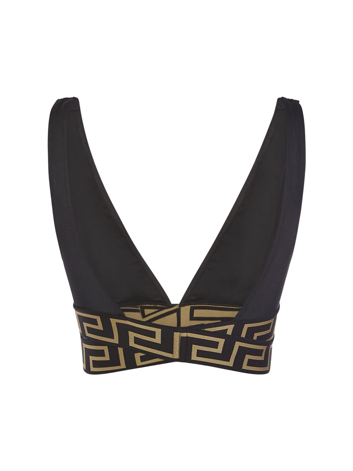 Shop Versace Greca Lycra Triangle Bikini Top In Black