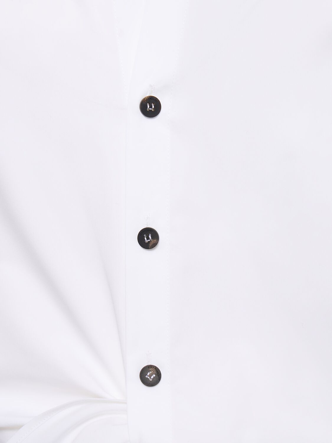 Shop Ferragamo Cotton Poplin Shirt W/twist In White