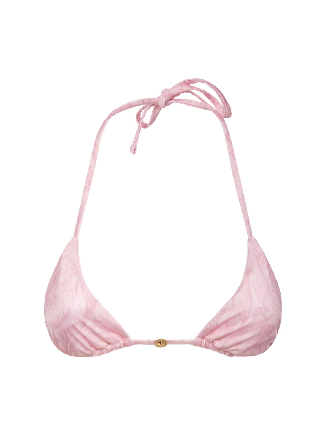 Shop Versace Barocco Print Lycra Triangle Bikini Top In Pink