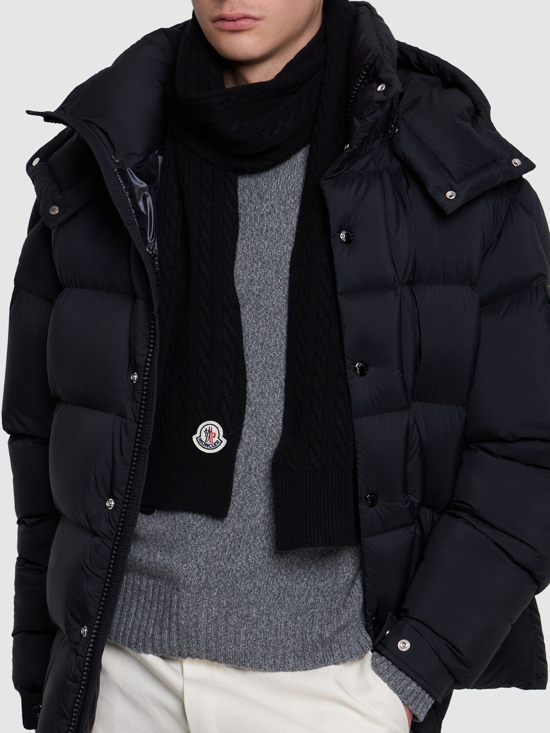Shop Moncler Wool & Cashmere Tricot Scarf In Black