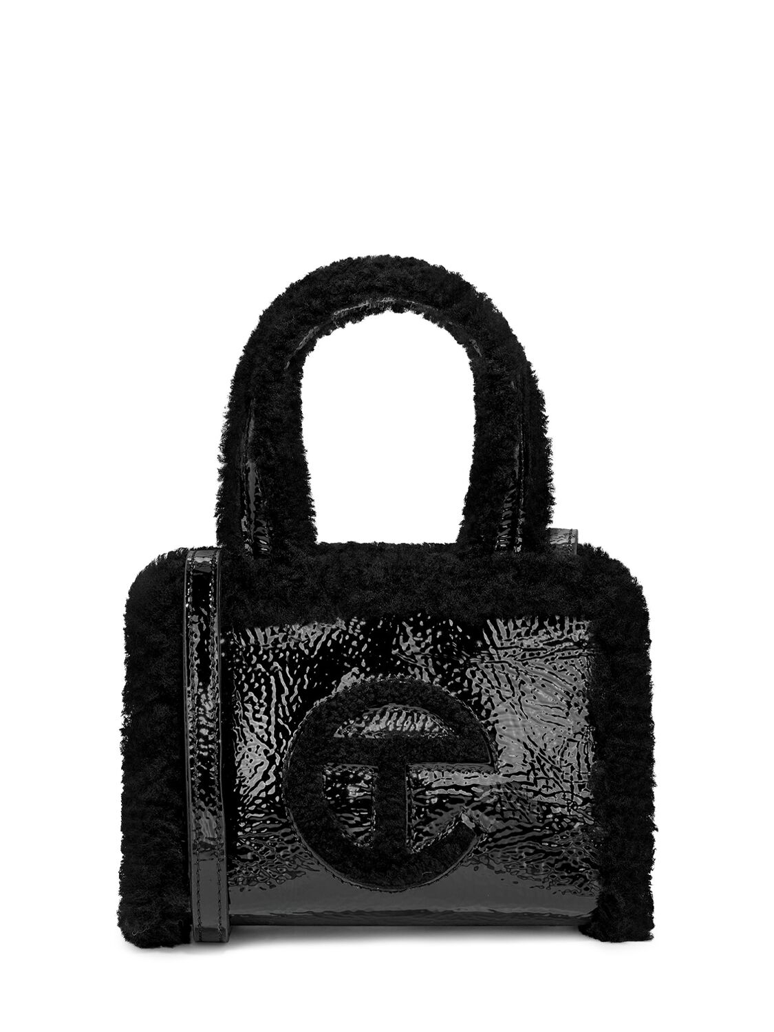 Ugg X Telfar Small Telfar Crinkle Patent Shopper Bag In Black