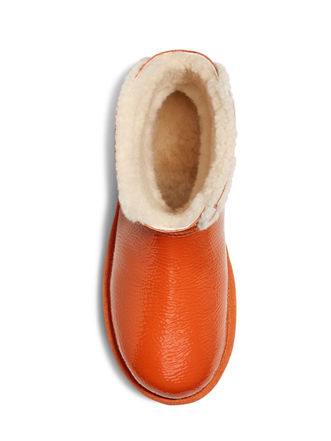 Shop Ugg X Telfar 10mm Telfar Mini Crinkled Patent Boots In Spicy Pumpkin