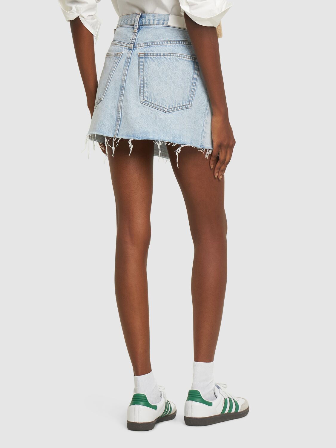 Shop Re/done & Pam Mid Rise Denim Mini Skirt In Light Blue