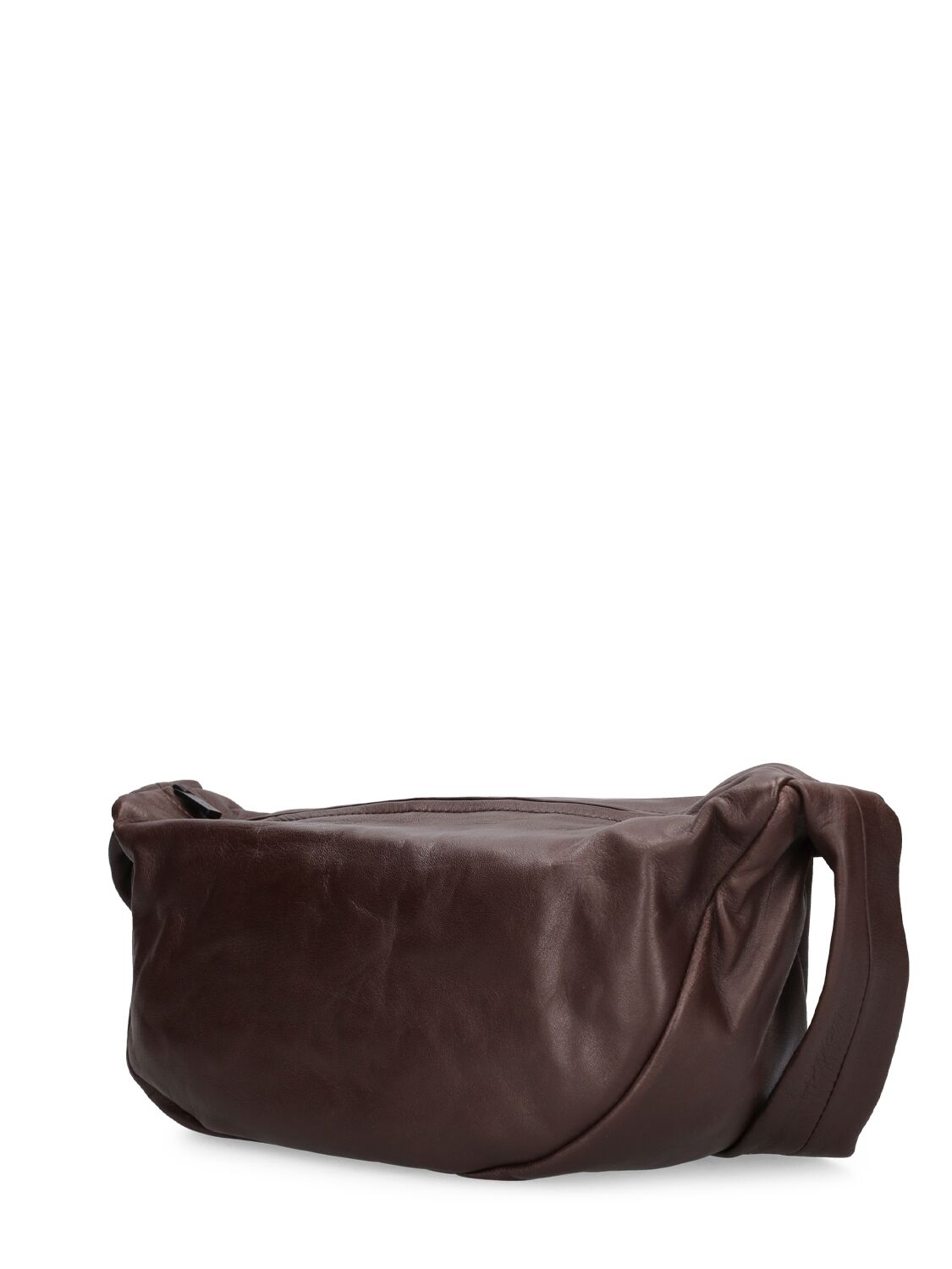 Shop St.agni Small Crescent Leather Bag In Chocolate
