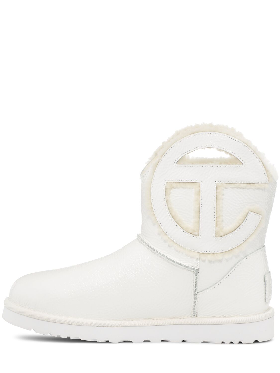 Shop Ugg X Telfar 10mm Telfar Mini Crinkled Patent Boots In White