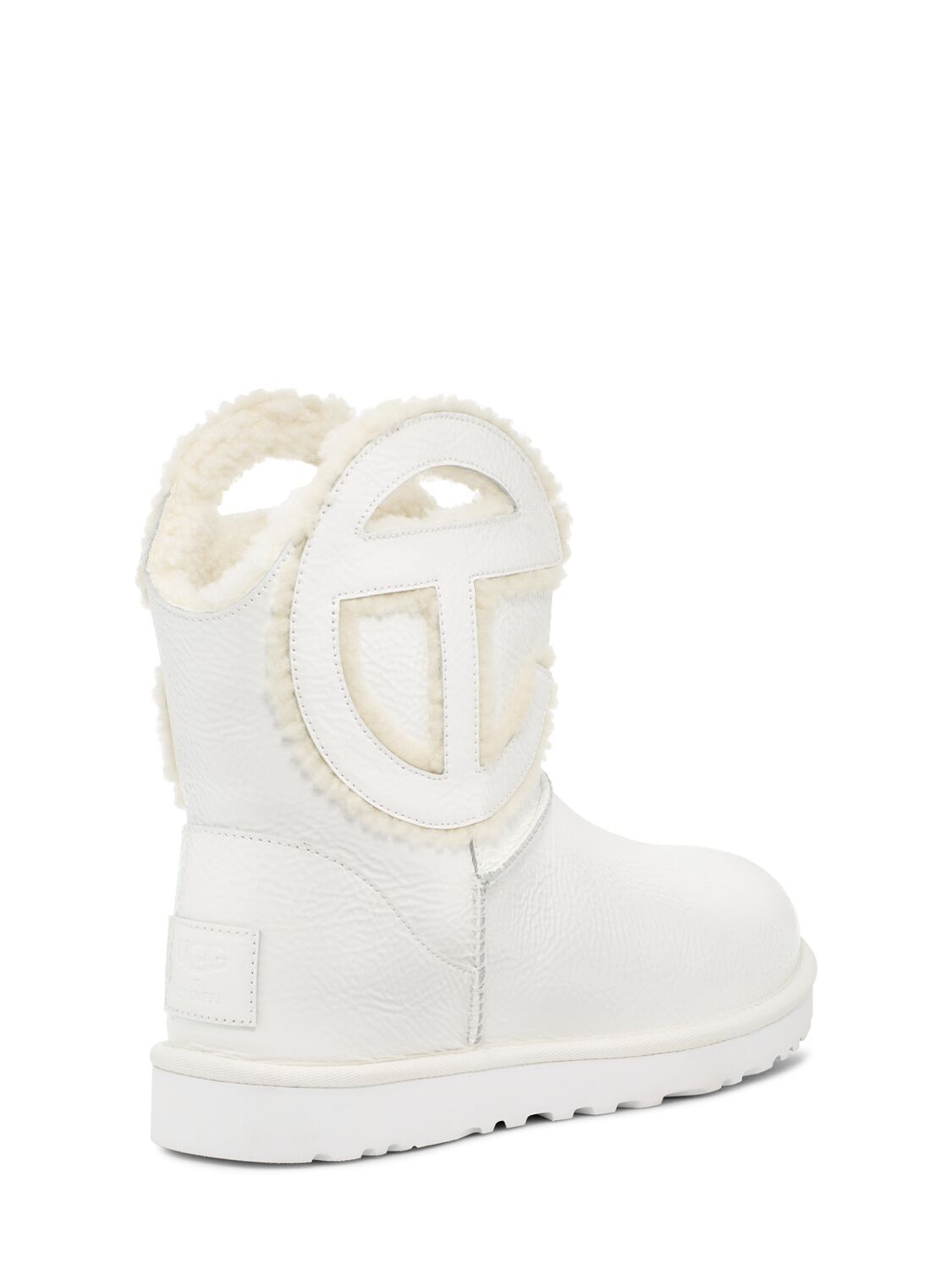 Shop Ugg X Telfar 10mm Telfar Mini Crinkled Patent Boots In White