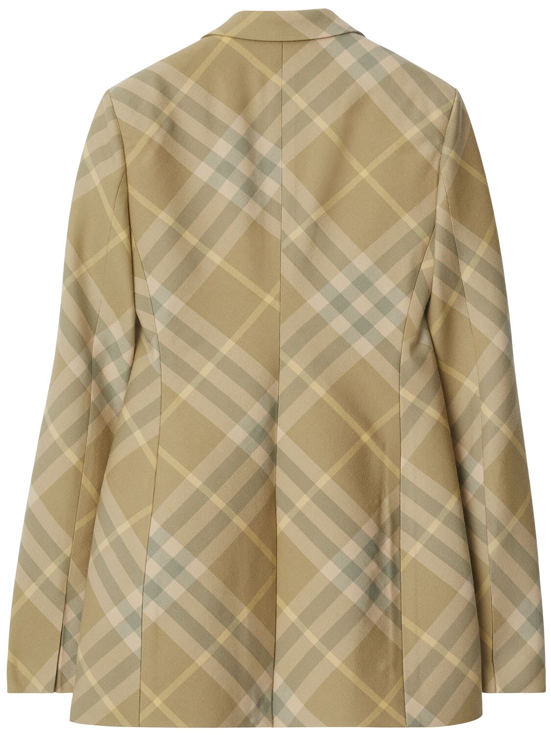 Shop Burberry Check Wool Tailored Single Breast Jacket In Beige,multi