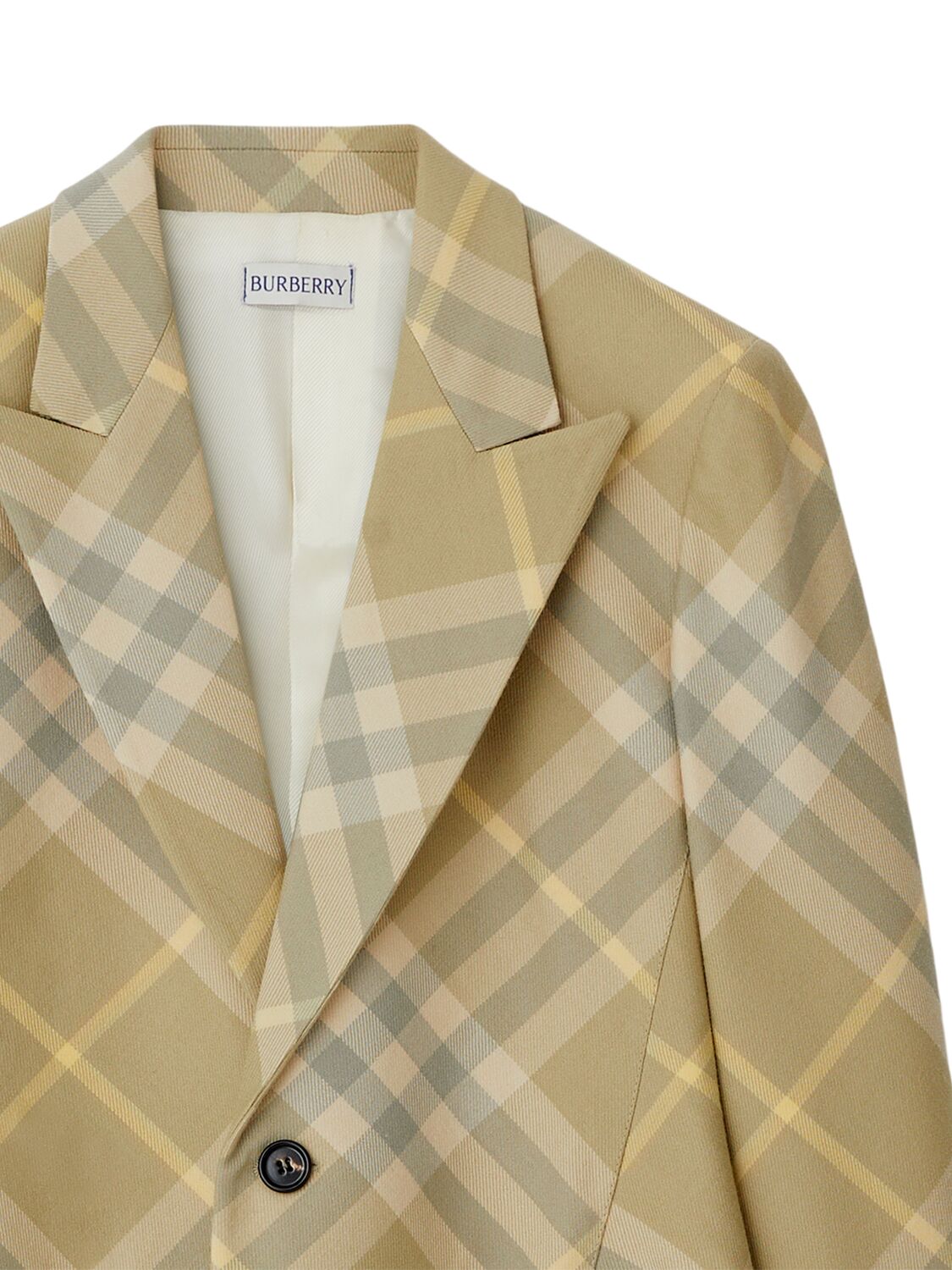 Shop Burberry Check Wool Tailored Single Breast Jacket In Beige,multi