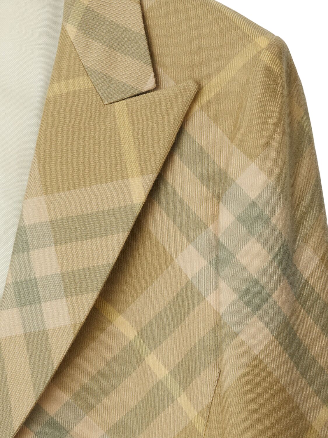 Shop Burberry Check Wool Tailored Single Breast Jacket In Beige,multi