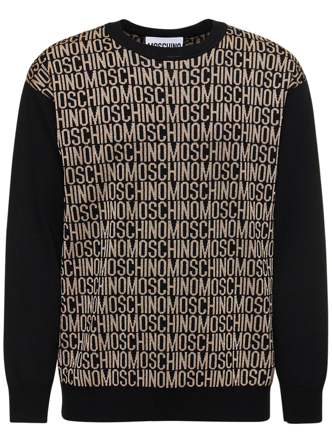 Moschino Logo Wool Knit Jumper In Black,gold