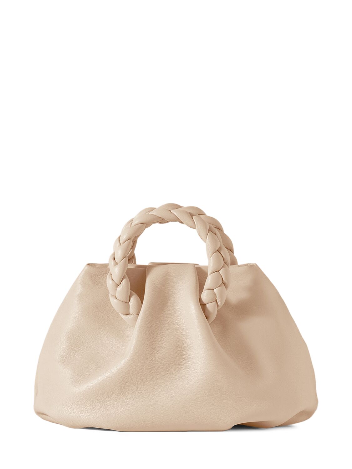 Hereu Bombon Woven Leather Top-handle Bag In Camel Cream